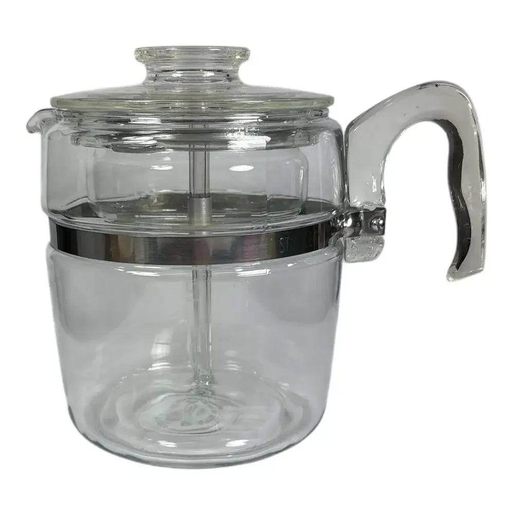 Vintage 7759 B Pyrex 9 Cup Glass Percolator Coffee Pot Flame Ware Complete Set - Picture 2 of 7